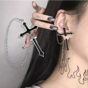 Gothic Cross Fake Ear Expander Fake Gauges For Women Girls Piercing